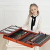 Deluxe Double layer Wooden case 174 Piece Studio Essentials Mixed Media Art Set Case