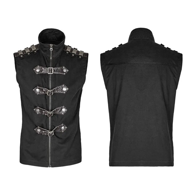 Y-741 stylish black cowbay jackets high collar sleeveless waistcoats