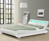 S-shaped Designer Double Size Faux Leather LED Bed