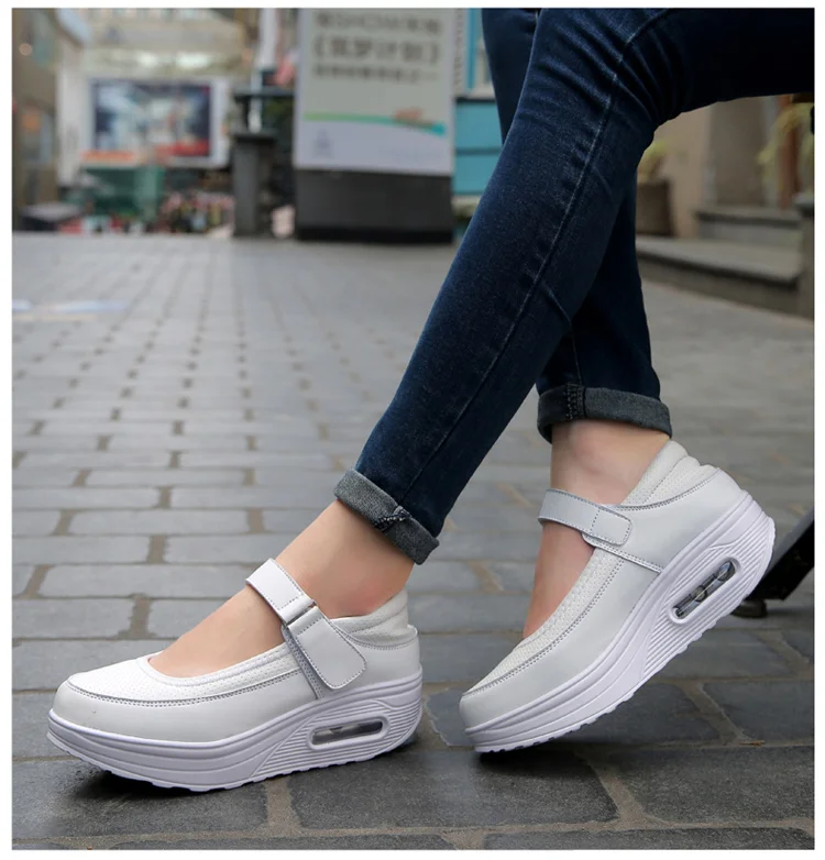 White Comfortable Chunky Casual Shoes Nurse Doctor Shoes For Women ...