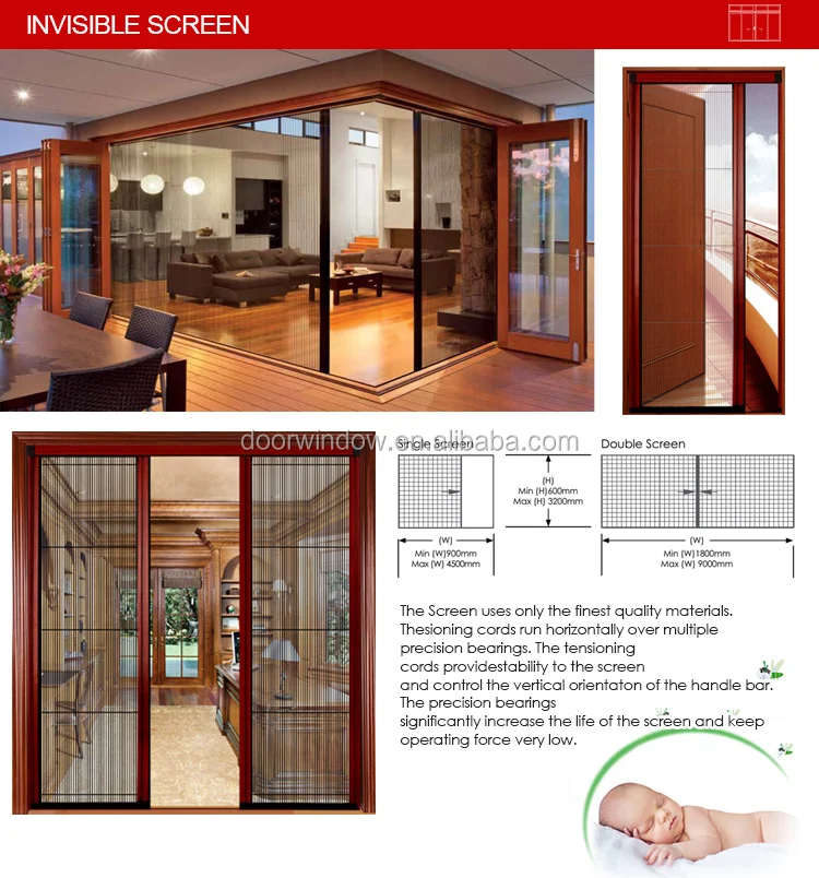 Sliding door with tempered glass screen mosquito net