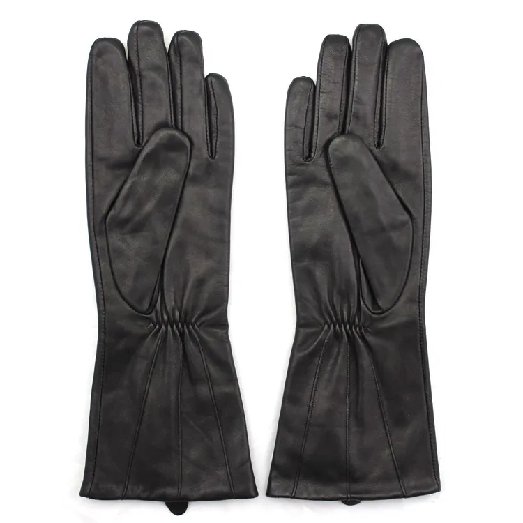 Black Long Leather Glove Driving Leather Glove Woman