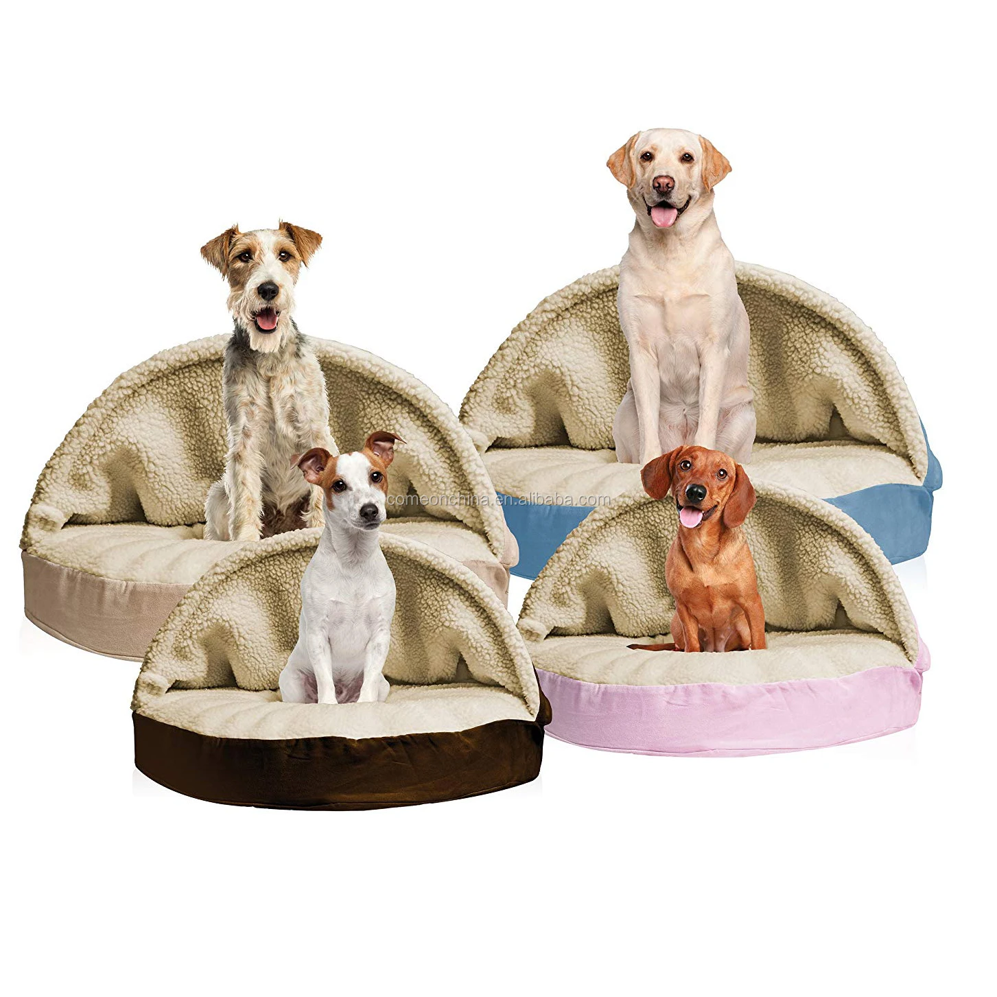 Cozy Orthopedic Dog Bed Cuddler Small Cat Round Hooded Blanket Pet