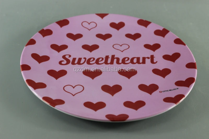 Sweet Heart Plastic Dinner Plaste Melamine Loving Heart Dishes
