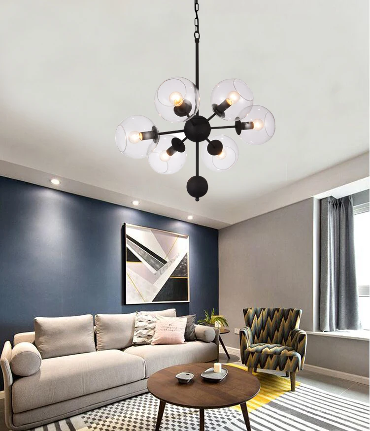 Postmodern fashion simple glass ceiling lamp warm dining room bedroom decorative lamps