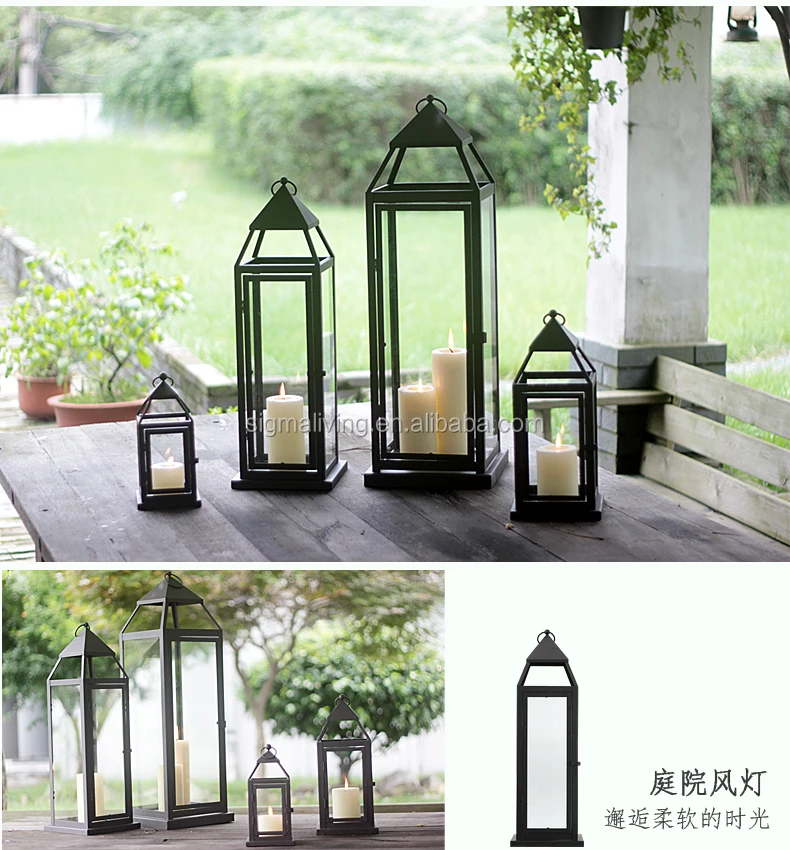 Portable classic indoor outdoor decorating metal glass candle holder