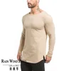 men muscle gymwear long sleeve tshirt ,Scoop bottom and side split cut tshirt