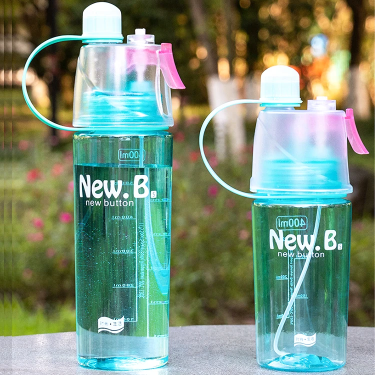 Outdoor sports drnking cooling mist spray drinking water bottle