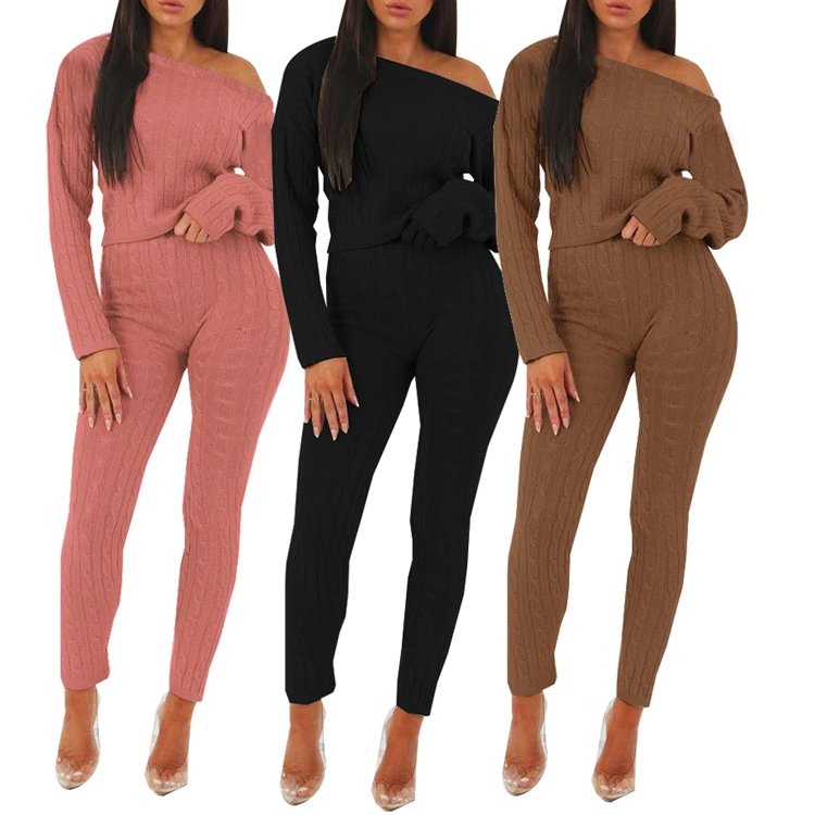 2019 Spring High-Elastic Two Piece Set Womens Knitwear Sweaters Clothing
