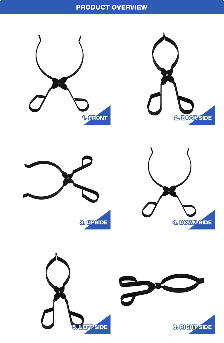 Heavy Duty Wrought Iron Indoor Firewood Tongs For Fire Pit Campfire