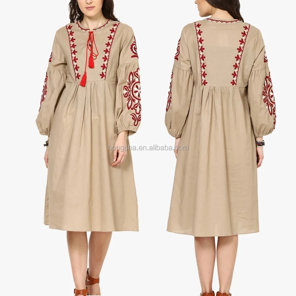 boho kleid beige