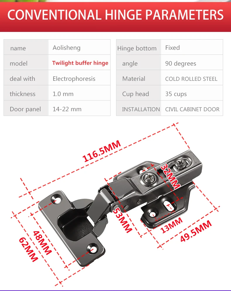 Cold Rolled Steel Hinge Thicken Hydraulic 35mm Cup Furniture Hardware Inset Cabinet door Adjustable Hinges