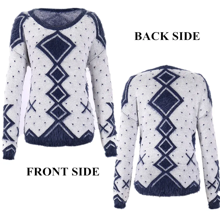 Latest Design Jacquard Knitting Popular Chunky Big Oversized Sweater for Women With Crew Neck.jpg