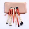 Hot sell 6 pcs electroplate double head colorful makeup brushes professional set plastic handle makeup brush set