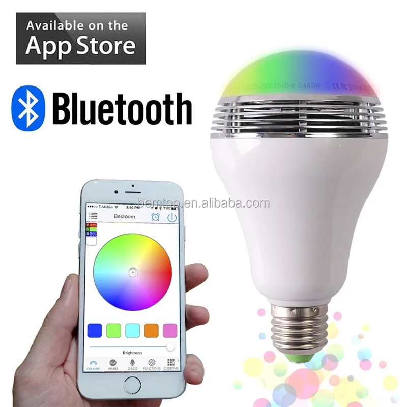 Wireless E27/E27 RGB LED Bulb Bluetooth Smart Lighting Lamp Colorful Dimmable Speaker Lights Bulb With Remote Control