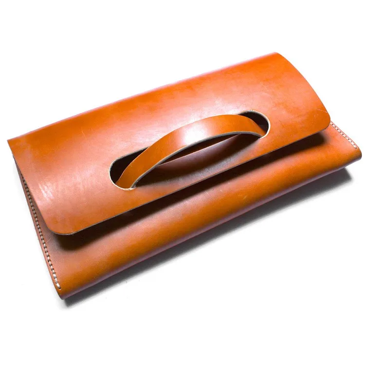 handmade leather clutch