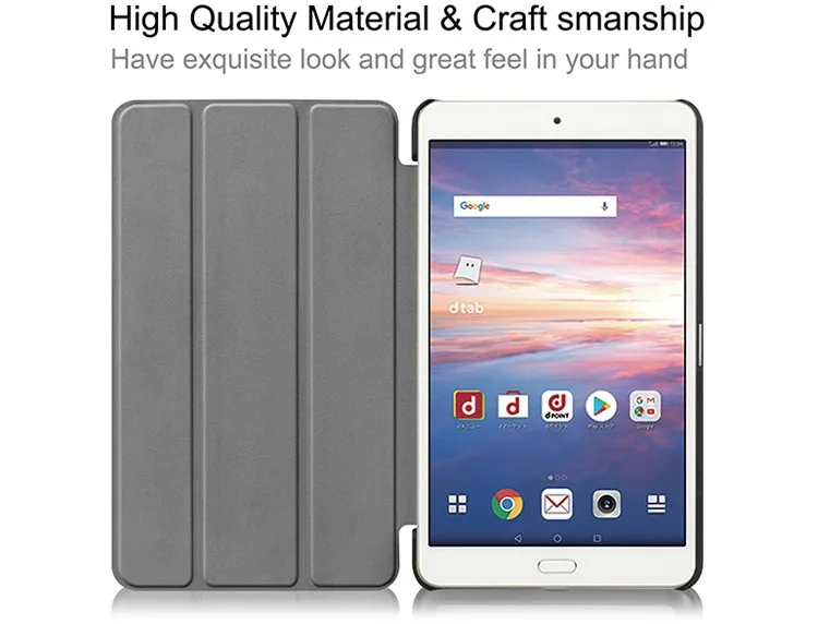 Pu Leather Smart Case Cover For Huawei Docomo Dtab Compact D 
