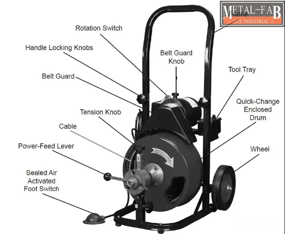 50ft 1/2" Cable 330 Drum Auto Feed Electric Drain Auger Cleaner With