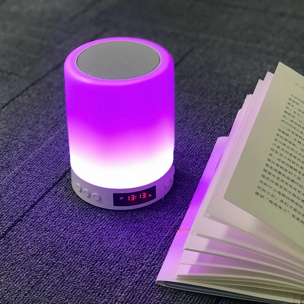 LED light bulb bluetooth speaker multicolor smart lamp mini speaker portable Loudspeaker night light FM radio clock display - ANKUX.COM