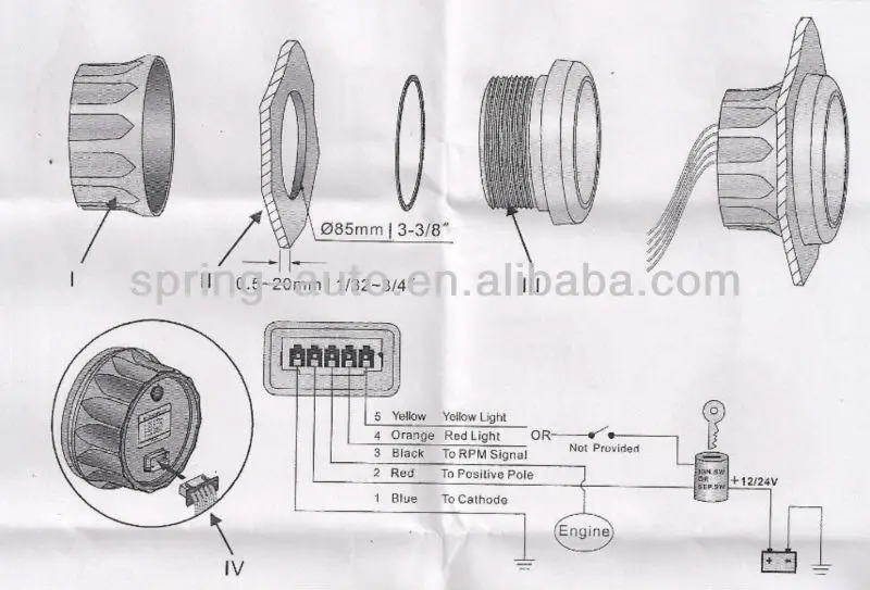 Warranted 85mm Generator Tachometer 3000rpm 12v 24v With Backlight