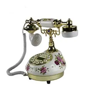 JQYD European antique telephones creative gifts home hotel office resin ceramic crafts fixed telephone landline