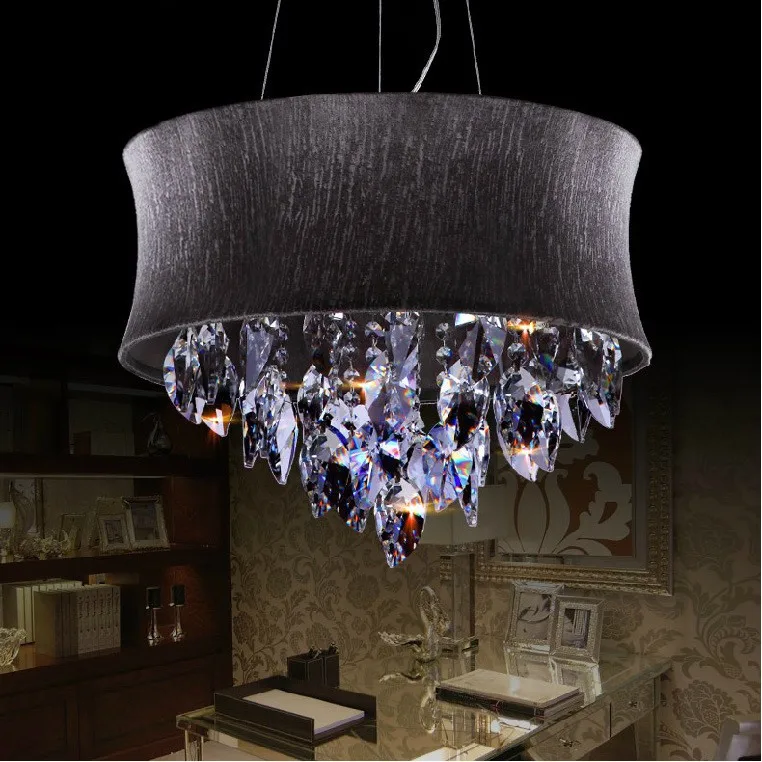 Modern Black Fabric Shade Crystal Pendant Lamp Modern Black Fabric Shade Crystal Pendant Lamp On Alibaba Com