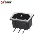Electrical Plug Socket With 3 flat Pin Male, Bend Terminal / AC Power Socket Connector