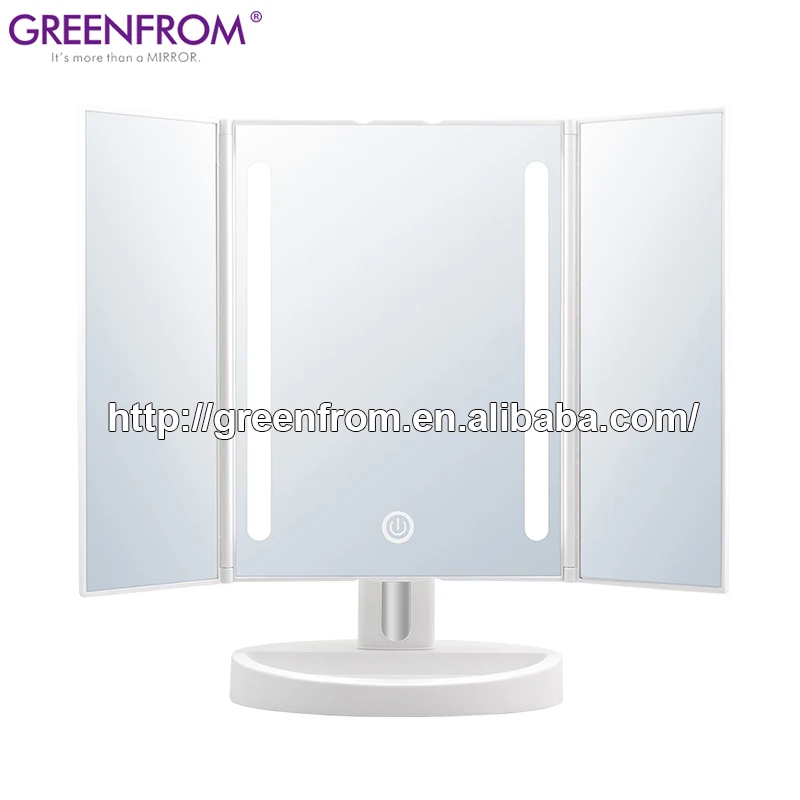 Rechargeable Travel Makeup Vanity 10x Magnifying Desktop Trifold Touch