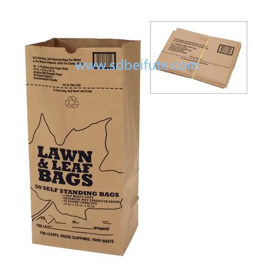 Printed Large Garden Paper Lawn And Leaf Bag Garbage Bag Kraft Paper