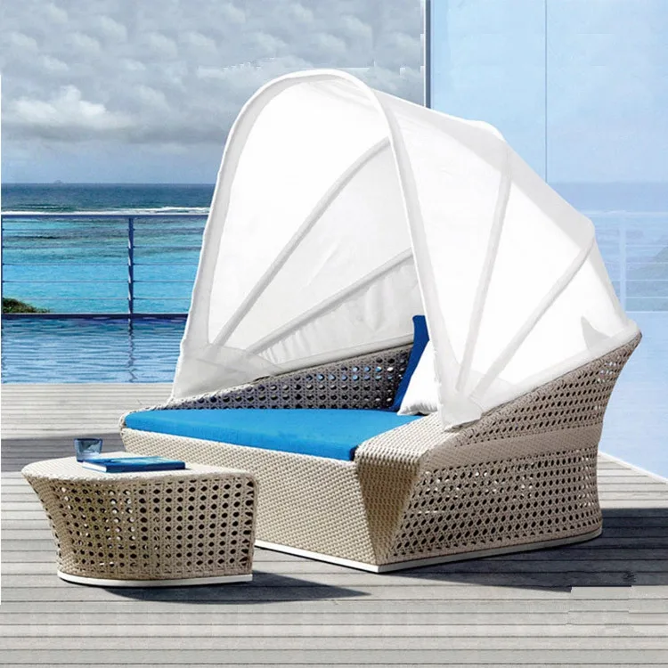 CBMMART garden lying bed rattan sunbed outdoor furniture round bed designs