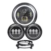 Popular!!! A whole set motorcycle LED light 4.5" led fog light 7" bracket 7 inch round led headlight for Harley Davidson