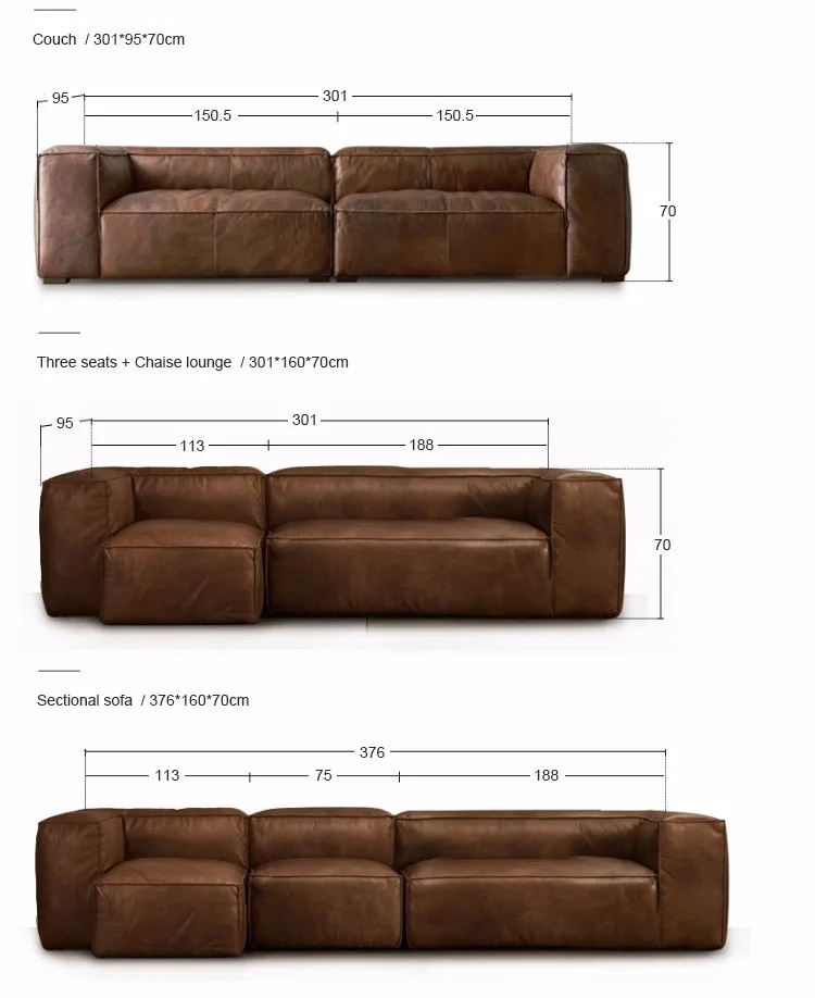 Dubai High Quality Genuine Leather Sectional Chesterfield Sofa For