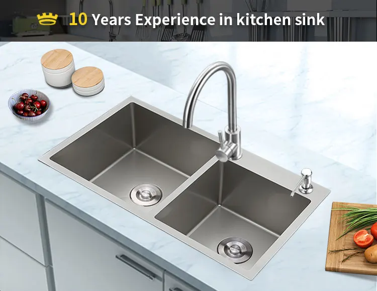 Luxury Nano Finish Ss Undermount Double Bowl Stainless Steel Kitchen