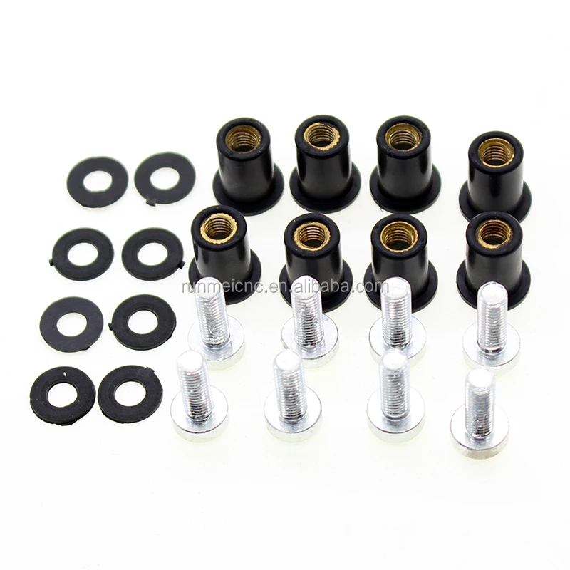 10x Motorcycle Accessories 5mm Windshield Windscreen Bolt Screw Nut