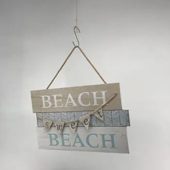 Sweet Beach Pine Wall Plaque Sign Pine Wood Furniture With Banner