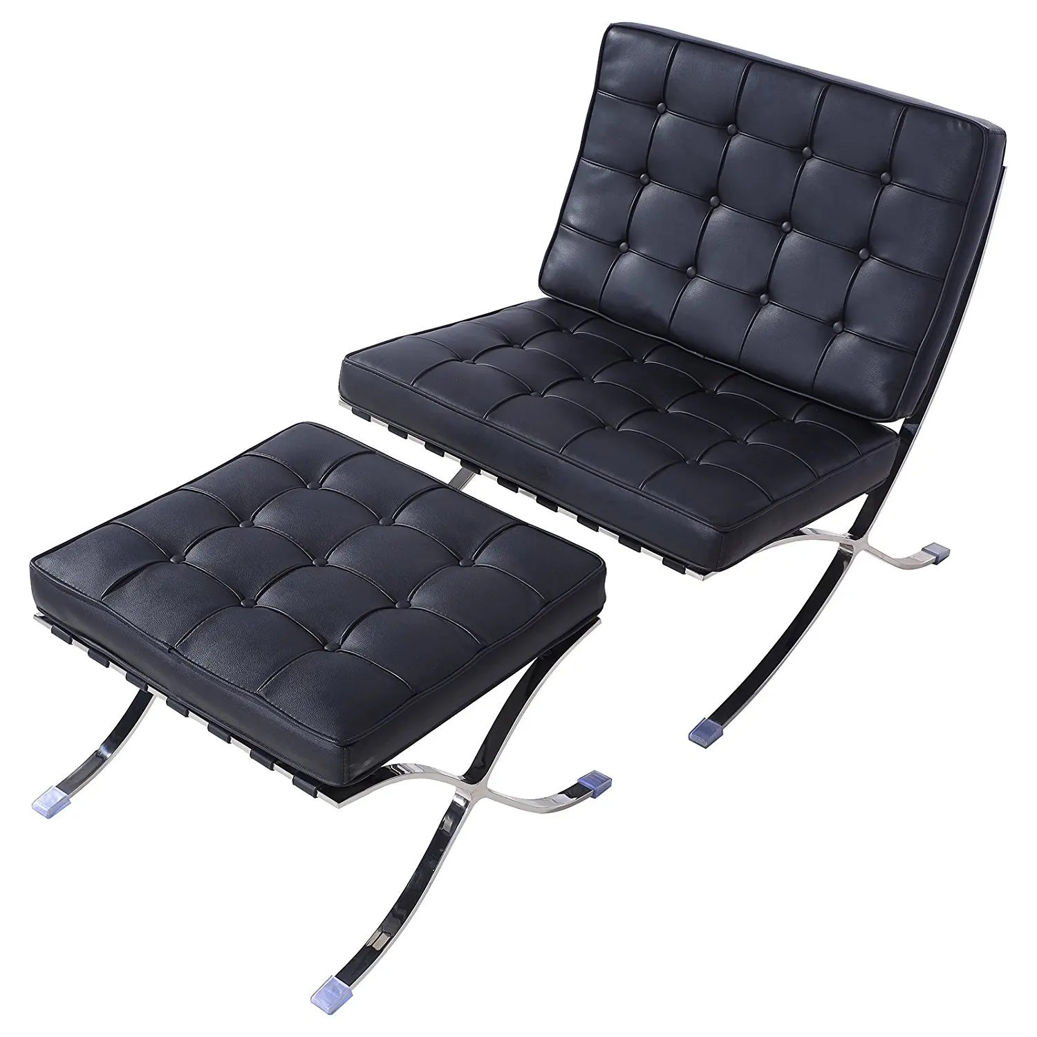 Barcelona Ottoman Reproduction Find Get Quotations Mecor Mid Century Real Leather Barcelona Style Lounge Chair Sofa W Ottoman Stool Stainless
