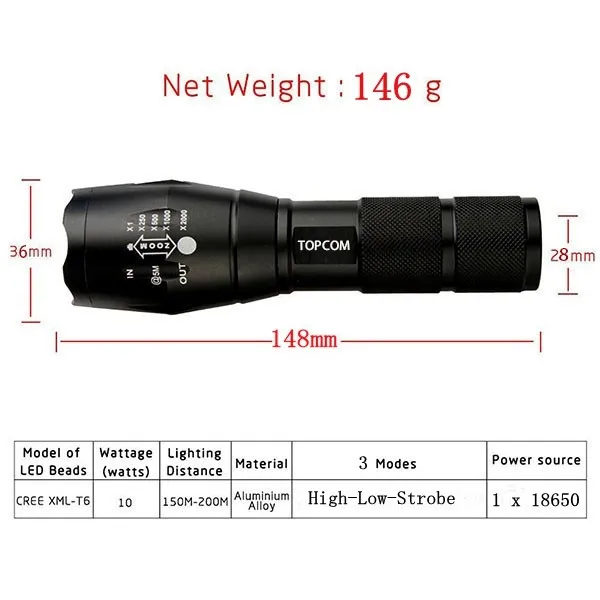 G700 Flashlight USB Led Torch High Power Led Flashlight With USB Charger
