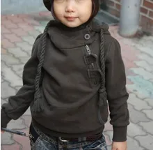 Sping Autumn Children Hoodies Korean Dashing Inclined Zipper Kids Hoody Outwear Grey And Dk Blue Colour