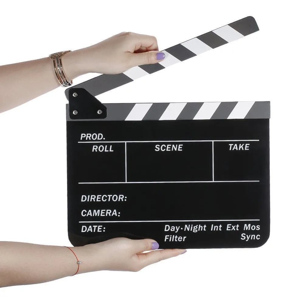 Acrylic Clapboard Dry Erase Director Film Movie Clapper Board Slate