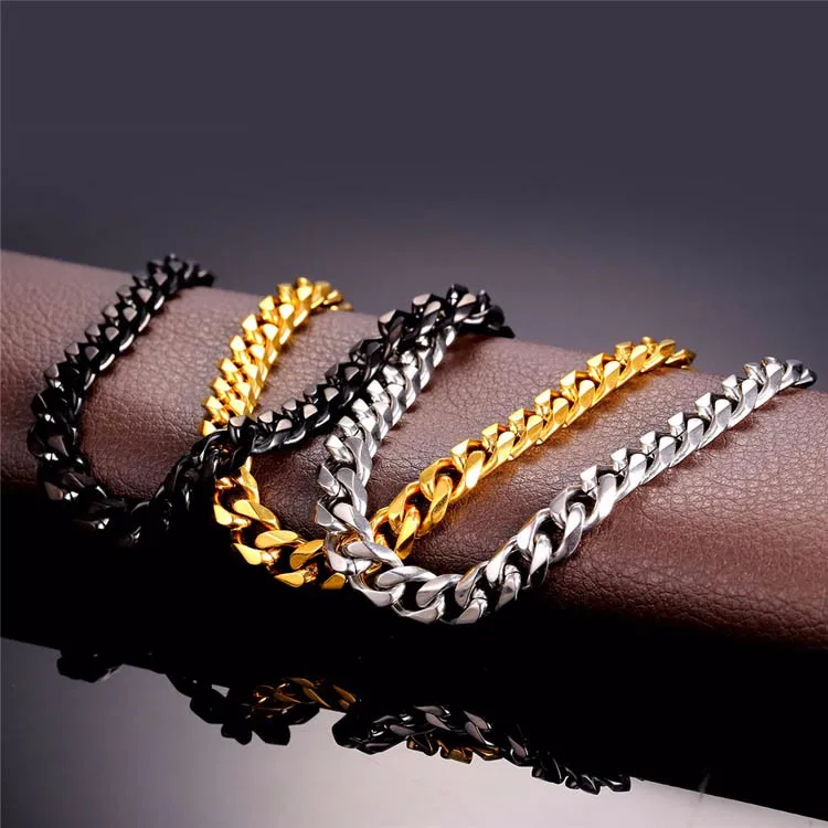 Big Chunky Bracelet Men Jewelry Wholesale Gold Color Thick Cuban Chain