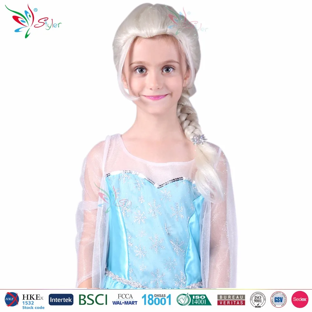 Children Party Halloween Wigs Synthetic Hair For Kids Snow Queen Frozen