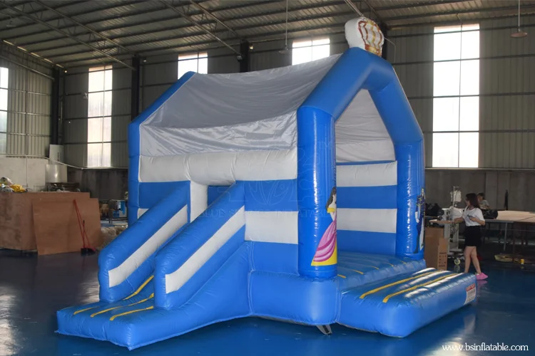 Cheap Inflatable Bouncy Castle Combo , Big Inflatable Blue Castle for kids.jpg
