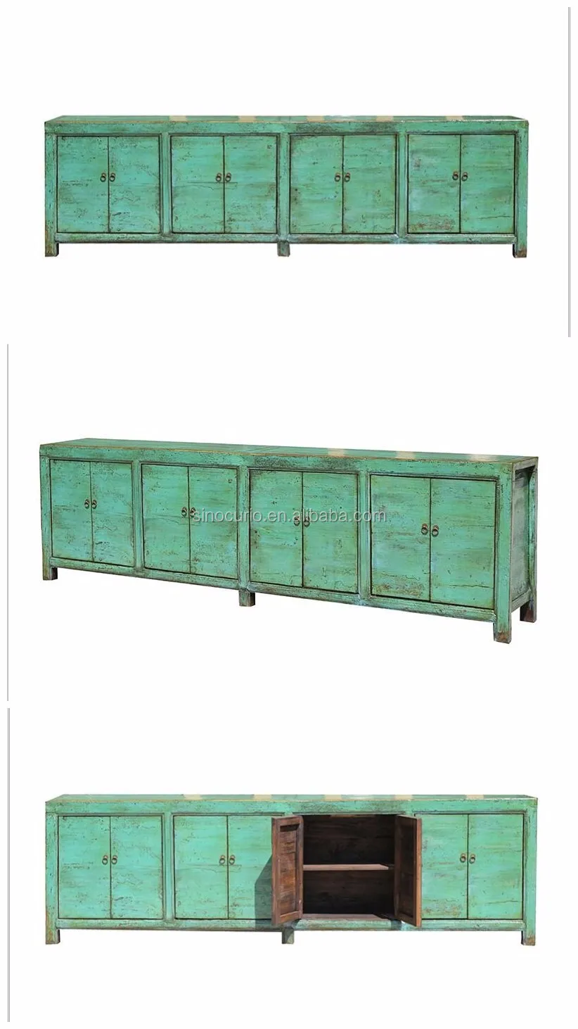 Asian Antique Vintage Chinese Reclaimed Solid Wooden Sideboard Buffet