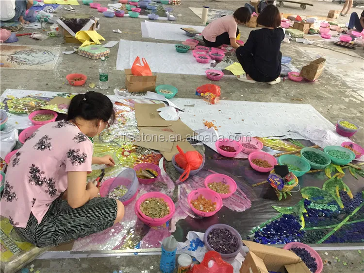 Art Mosaic,Flower Mosaic Art,Glass Mosaic Wall Art Murals (1).JPG