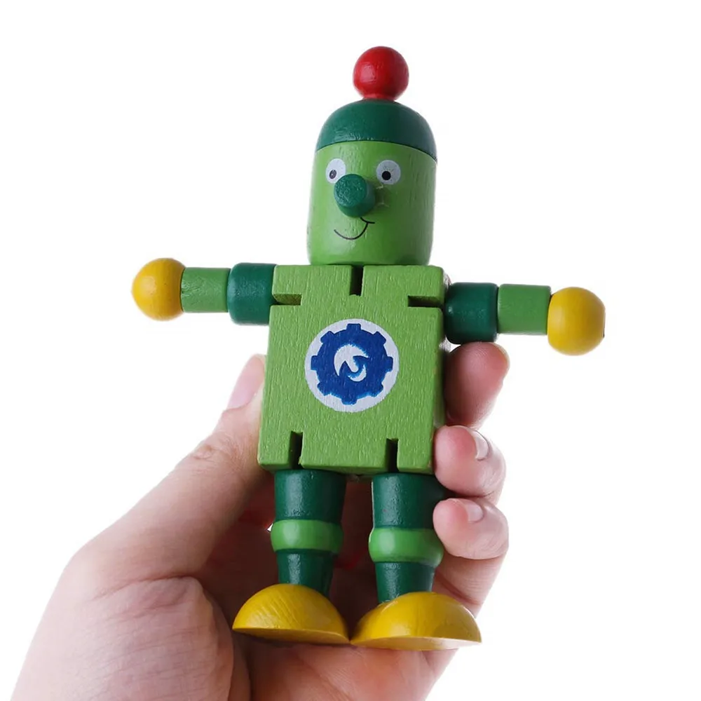 Hot Sale Green Wooden Children Toy Mini Robot