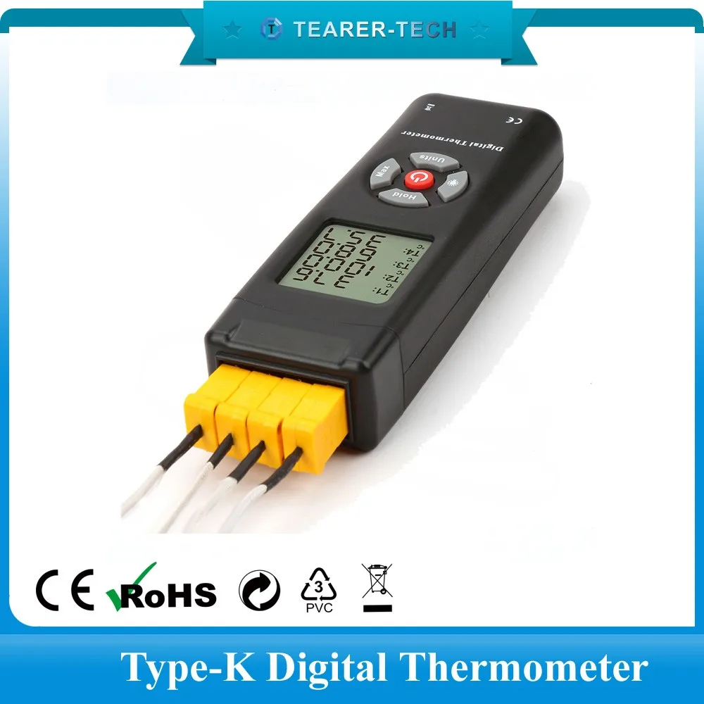 four channel digital thermometer 4 k-type thermocouple sensor