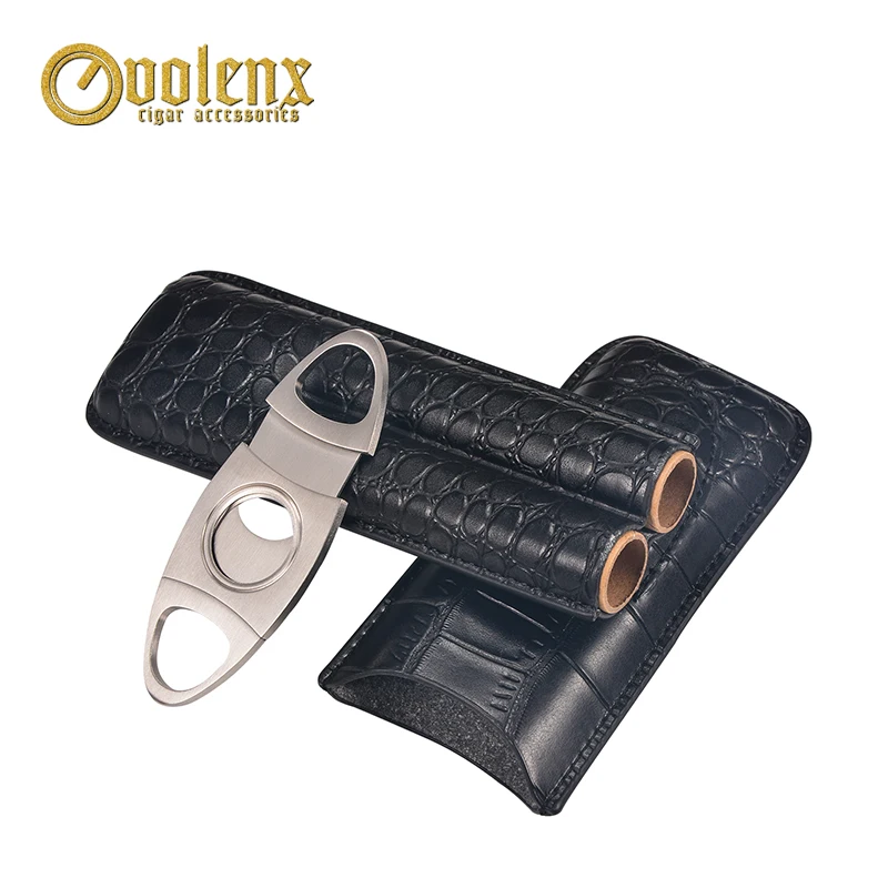 OEM luxury waterproof cigar cases with cigar cutter
