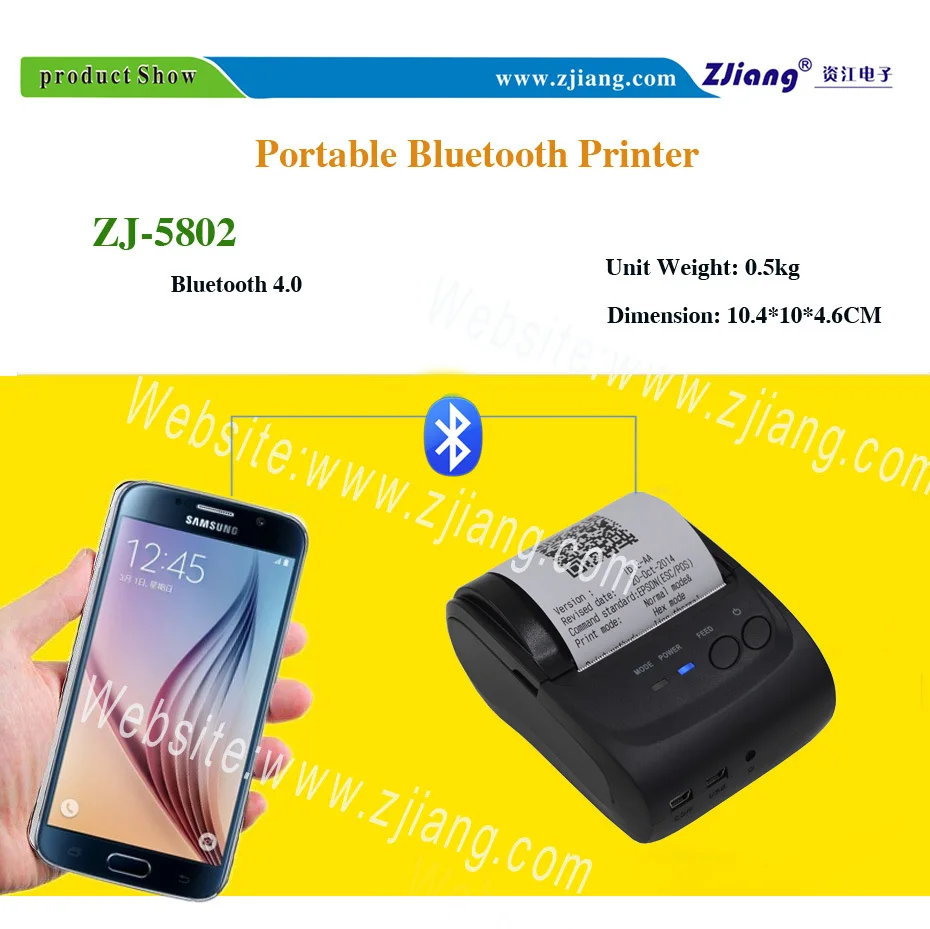 Pos5802dd Android /ios Mini Portable Mobile Wireless Thermal Printer