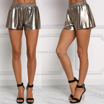 shiny high waisted shorts