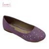 Girl's bling bling round toe flat ballet shoes with diamond studded on the upper
